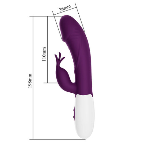 Vibrator cu Stimulare Dublă Pretty Love Rogue Muse, Mov [4]