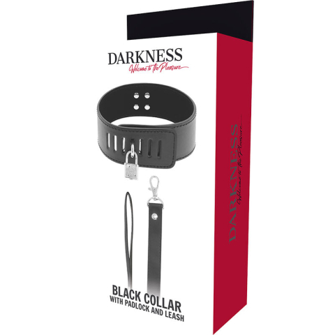 Zgardă BDSM Darkness cu lacăt și lanț – negru [4]