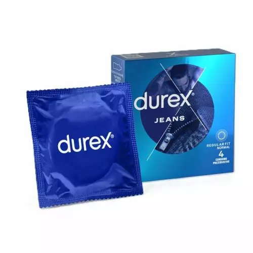 Prezervative Durex Jeans 4 Bucati - Confortabile, Lubrifiate si Regular Fit