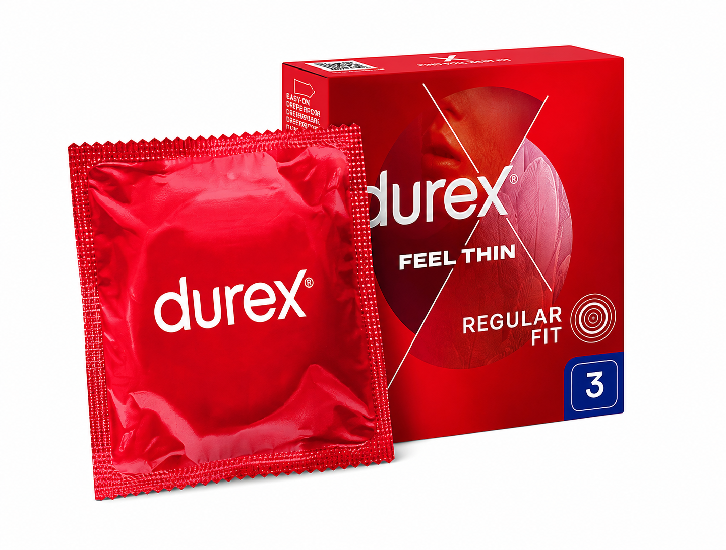 Prezervative Durex Feel Thin Regular Fit, 3 Bucati, Ultra Subtiri, Confort Sporit