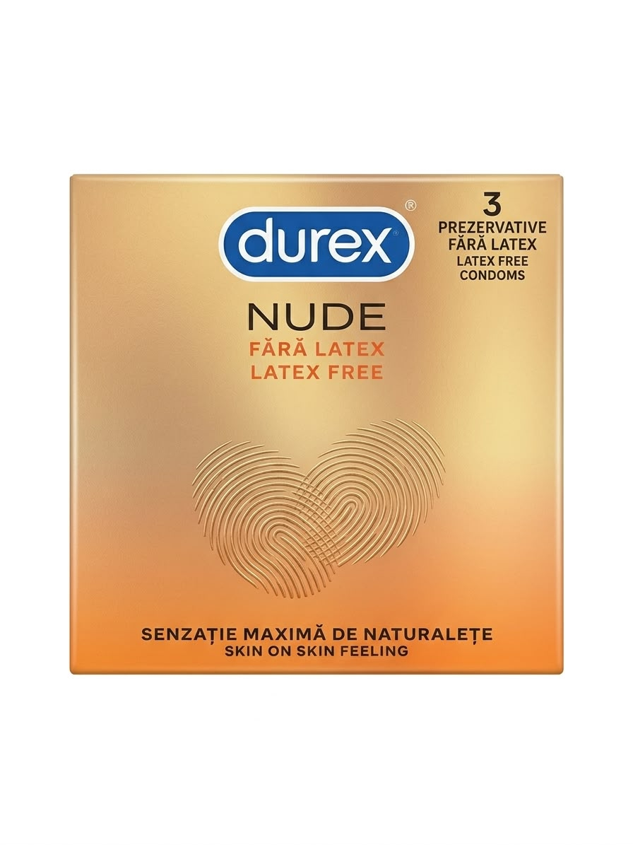 Prezervative Durex Nude Fara Latex 3 Bucati - Ultra Subtiri, Senzatie Naturala
