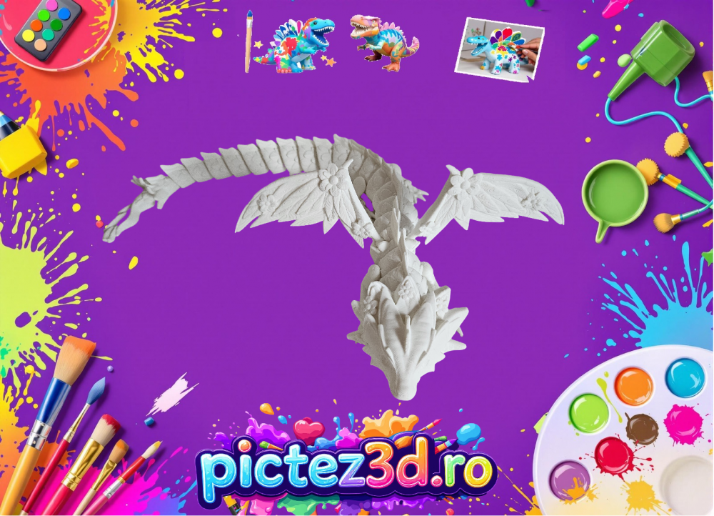 Floral Empress Dragon 3D de pictat, figurină eco-friendly PLA pentru copii [1]