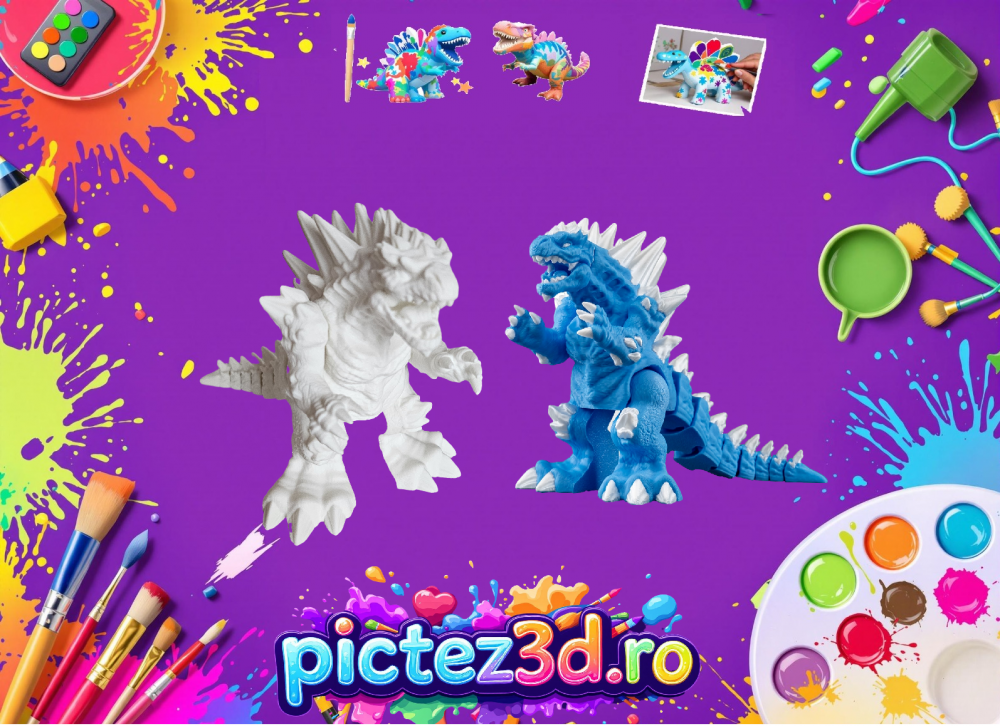 Frostzilla dragon 3D de pictat, figurină eco-friendly PLA pentru copii [2]