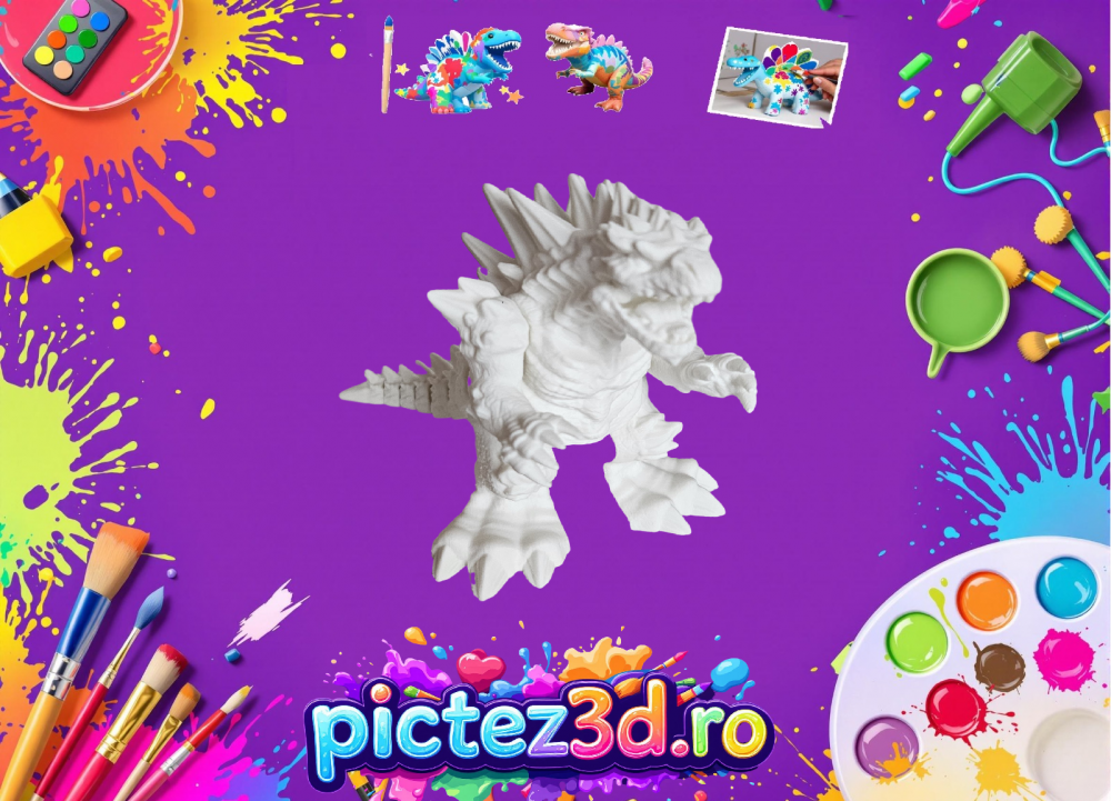Frostzilla dragon 3D de pictat, figurină eco-friendly PLA pentru copii [1]