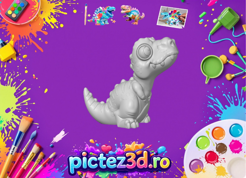 T-Rex 3D din PLA ecologic pentru pictat – Figurină dinozaur personalizabilă pentru copii și artiști [1]