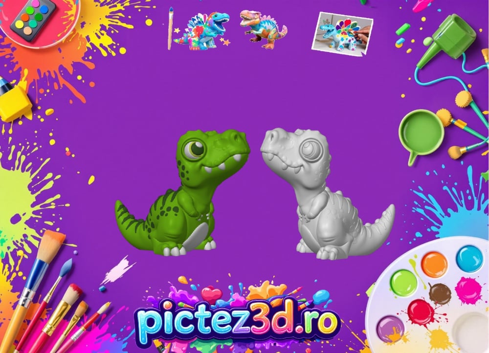 T-Rex 3D din PLA ecologic pentru pictat – Figurină dinozaur personalizabilă pentru copii și artiști [2]