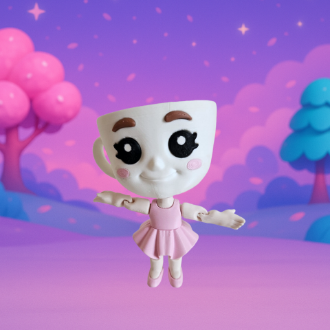 Jucării 3D gata de joacă - Ballerina Capucina - Figurină articulată printată 3D, inspirată din meme italian, eco-friendly din PLA