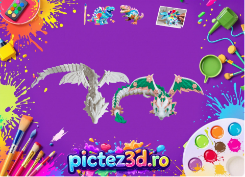 Floral Empress Dragon 3D de pictat, figurină eco-friendly PLA pentru copii [1]