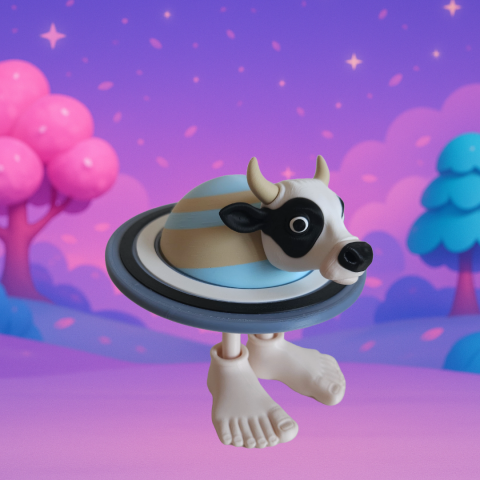 Jucării 3D gata de joacă - La Vaca Saturno Saturnita - Figurină articulată printată 3D, inspirată din meme italian, eco-friendly din PLA