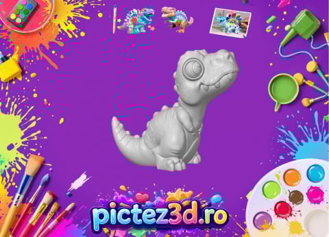 Figurine pentru pictat - T-Rex 3D din PLA ecologic pentru pictat – Figurină dinozaur personalizabilă pentru copii și artiști