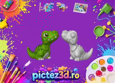 T-Rex 3D din PLA ecologic pentru pictat – Figurină dinozaur personalizabilă pentru copii și artiști [1]