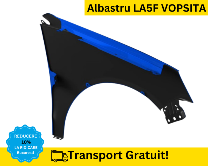 Aripa fata stanga Volkswagen Polo 9N 2005-2009 Albastru LA5F VOPSITA [2]