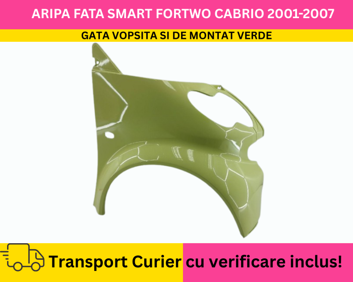 Aripa dreapta fata GATA VOPSITA Verde Galben Smart ForTwo Cabriolet 2001-2007  [2]