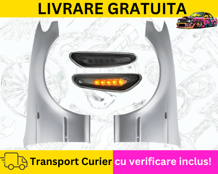 Aripi fata + Semnalizatoare LED Negru Gri Albastru Alb Rosu Verde Auriu BMW E46 2001-2005 FL Facelift VOPSITE Tu alegi culoarea [5]