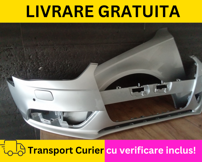 Bara + aripa stanga fata VOPSITA Gri LX7W Audi A4 B8.5 2012-2015 cu spalator far, senzori parcare [2]