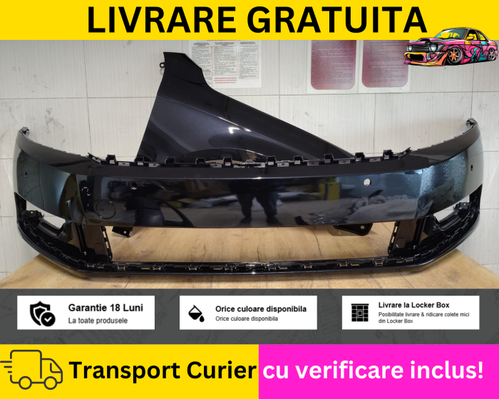 Bara + Aripa fata dreapta Negru LC9X VW Passat B7 2010-2014 cu senzori parcare VOPSITA TU Alegi culoarea [2]