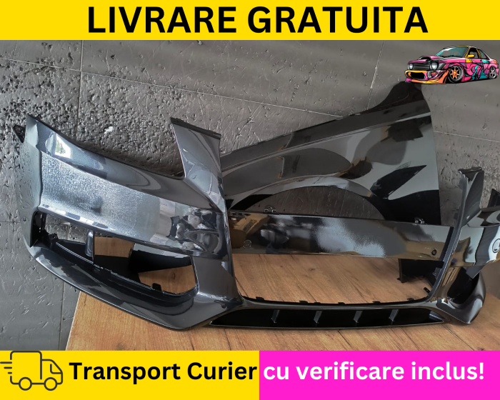 Bara + Aripa stanga fata Negru Lucios LY9B  Audi A4 B8 2008-2011 + S-LINE Simpla VOPSITA Tu alegi culoarea [2]