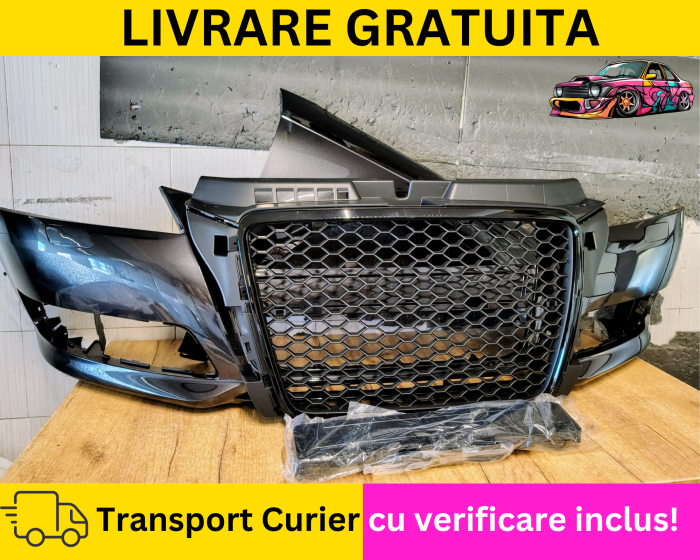 Bara + Aripa dreapta + Grila radiator fagure fata Gri LZ7L Audi A3 8P 2008-2012 cu spalator far VOPSITA Tu alegi culoarea [2]