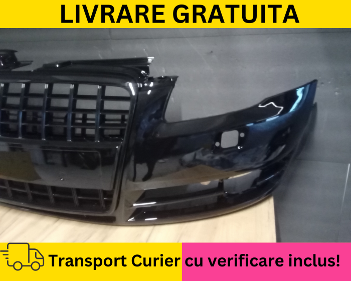 Bara + Grila radiator fata Audi A4 B7 2004-2007 cu spalator far LZ9Y LY9B Negru lucios la culoare VOPSITA [2]