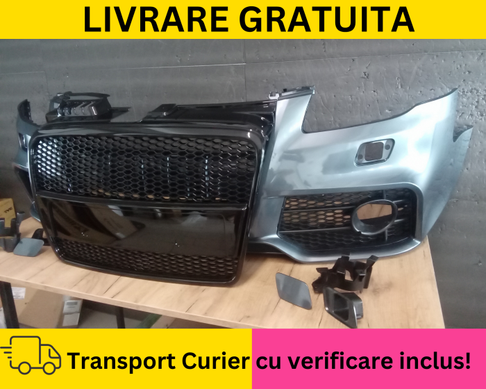 Bara fata Audi A4 B7 2004-2007 RS LOOK S-LINE cu spalator far LX7Z Gri la culoare VOPSITA [2]