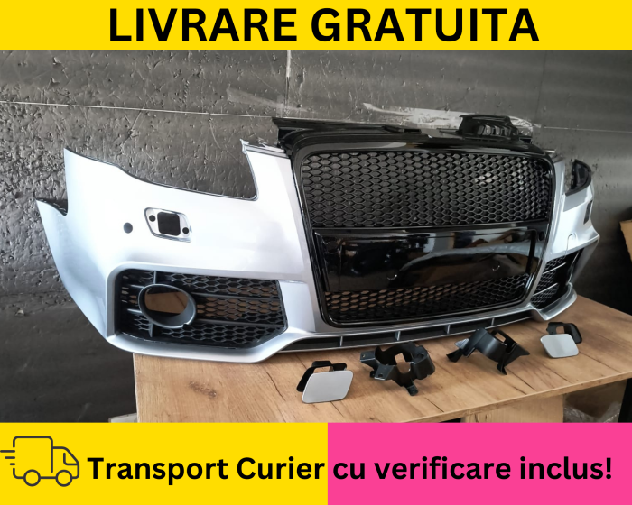 Bara fata Audi A4 B7 2004-2007 RS LOOK S-LINE cu spalator far, senzori parcare LY7W LX7W Gri la culoare VOPSITA [3]