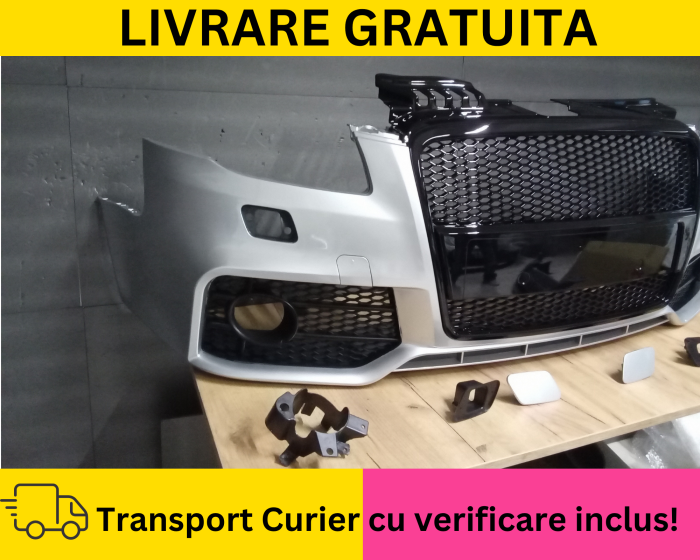 Bara fata Audi A4 B7 2004-2007 RS LOOK S-LINE cu spalator far LY7W LX7W Gri la culoare VOPSITA [2]