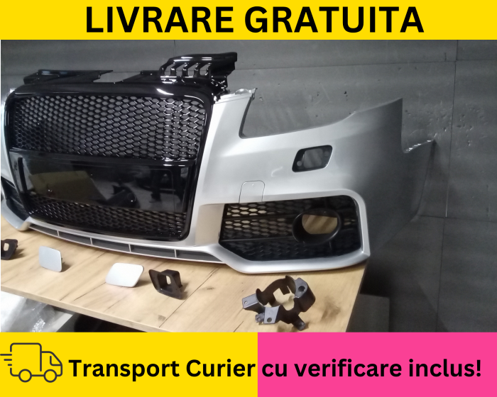 Bara fata Audi A4 B7 2004-2007 RS LOOK S-LINE cu spalator far LY7W LX7W Gri la culoare VOPSITA [3]