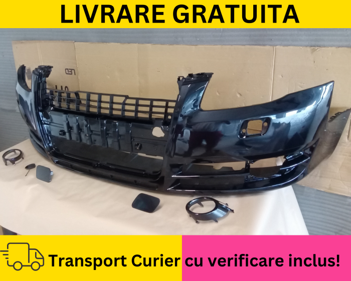 Bara fata Audi A4 B7 2004-2007 cu spalator far + Capace LZ9Y LY9B Negru lucios la culoare VOPSITA [2]