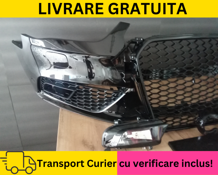 Bara fata Completa + Proiectoare + Grile Fagure RS LOOK Audi A4 B8.5 2011-2015 LZ9Y la culoare gata VOPSITA [3]