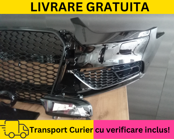 Bara fata Completa + Proiectoare + Grile Fagure RS LOOK Audi A4 B8.5 2011-2015 LZ9Y la culoare gata VOPSITA [2]