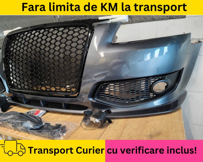 Bara fata completa RS LOOK vopsita Gri LZ7L Audi A3 8P 2005-2008 S-LINE cu proiectoare ceata [2]
