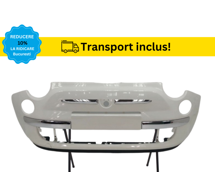 Bara fata Fiat 500 2007- 2014 cu bandouri cromate Negru Gri Albastru Alb Maro Albastru Verde vopsita la culoarea masini [2]