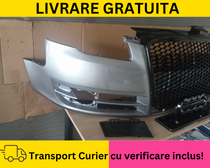 Bara fata + Grila radiator + Capace Audi A4 B7 2004-2007 LY7G Gri la culoare VOPSITA [3]
