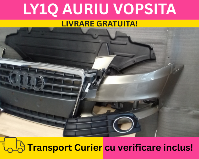 Bara fata + Grile + Scut motor Audi A4 B8 + S-LINE 2008-2011 Simpla VOPSITA LY1Q BEJ AURIU [3]