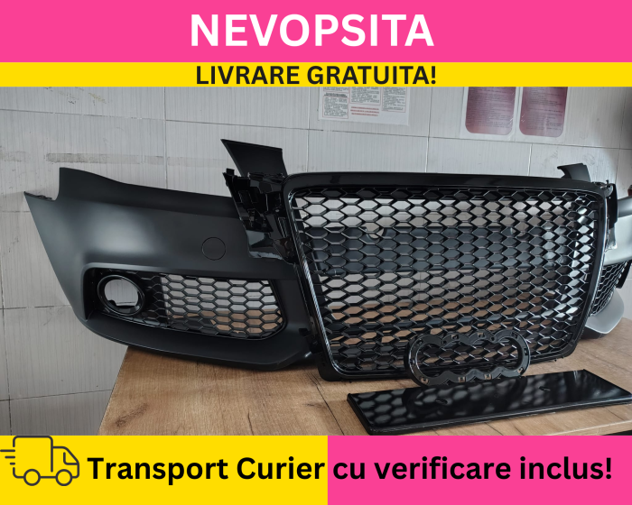 Bara fata + Grile Fagure RS LOOK Audi A4 B8 2008-2011 Simpla fara spalator far, senzori NEVOPSITA [2]