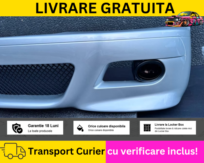 Bara fata + Proiectoare ceata M Tech Look Gri 354 BMW Seria 3 E46 Coupe Cabrio 1998-2006 VOPSITA TU Alegi culoarea [2]