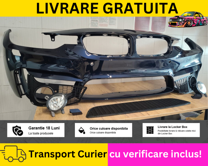 Bara fata M3 LOOK + Proiectoare ceata A89 Albastru BMW Seria 3 F30 F31 2011-2017 VOPSITA Tu alegi culoarea [3]