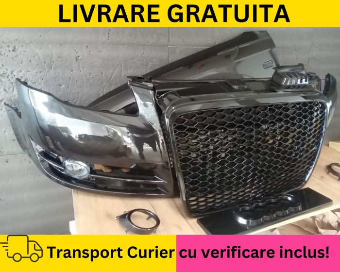 Bara + Grila radiator + Aripa stanga + Ornamente Proiectoare fata Audi A4 B7 2004-2007 LZ7L Gri la culoare VOPSITA [2]