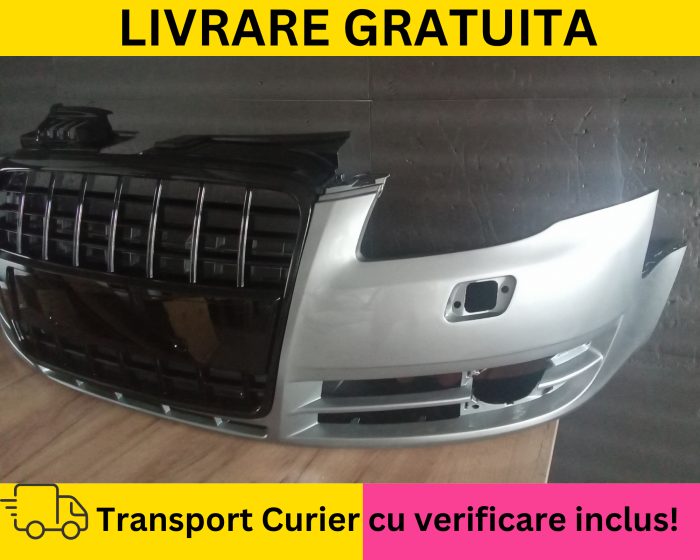 Bara + Grila radiator fata Audi A4 B7 2004-2007 cu spalator far LY7G Gri la culoare VOPSITA [2]