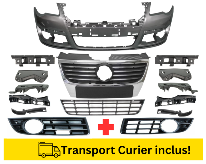 Bara + Grile + suporti fata Negru Gri Maro Alb Bej Albastru Auriu Verde VW Passat B6 2005-2010 VOPSITA TU Alegi culoarea [4]
