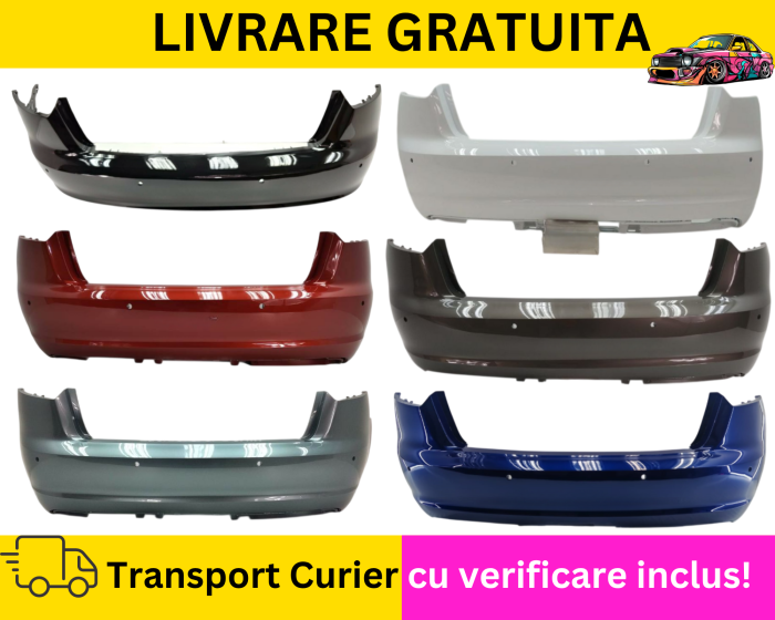 Bara spate Audi A3 8P 2008-2012 FSL Cu Senzori parcare Negru Gri Albastru Alb Rosu Maro Galben vopsita la culoarea masini  [2]