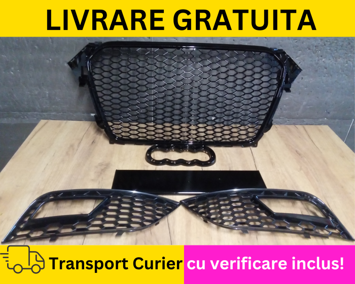 Grile RS Fagure Negru lucios Radiator Bara fata Audi A4 B8.5 2011-2015 [2]