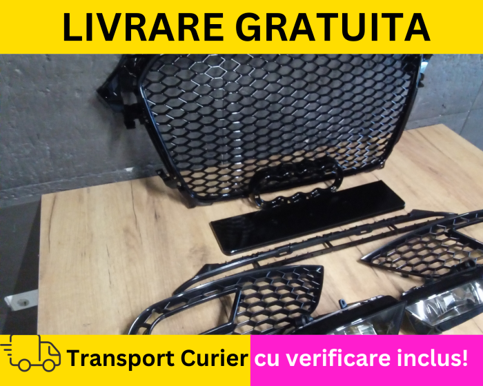 Grile RS Fagure Negru lucios + Proiectoare ceata Bara fata Audi A4 B8.5 2011-2015 [3]