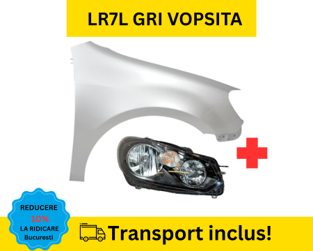 GOLF 6 VI 2008-2012 - Aripa cu Far dreapta fata VW Golf 6 VI Hatchback 2008-2012 LR7L Gri VOPSITA