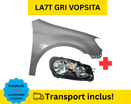 GOLF 6 VI 2008-2012 - Aripa cu Far dreapta fata VW Golf 6 VI Hatchback 2008-2012 LA7T Gri VOPSITA