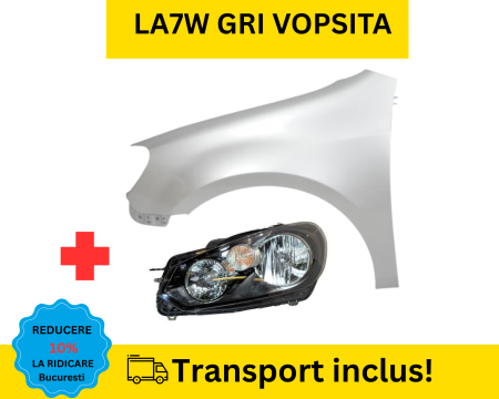 GOLF 6 VI 2008-2012 - Aripa cu Far stanga fata VW Golf 6 VI Hatchback 2008-2012 LA7W Gri VOPSITA
