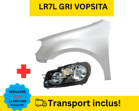 GOLF 6 VI 2008-2012 - Aripa cu Far stanga fata VW Golf 6 VI Hatchback 2008-2012 LR7L Gri VOPSITA