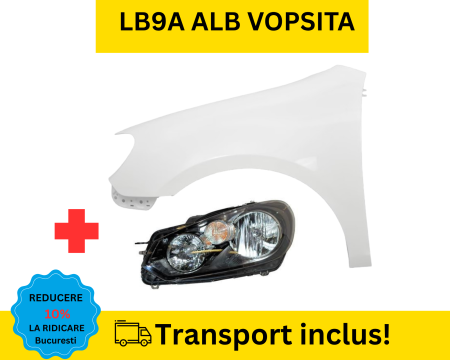 GOLF 6 VI 2008-2012 - Aripa cu Far stanga fata VW Golf 6 VI Hatchback 2008-2012 LB9A Alba VOPSITA