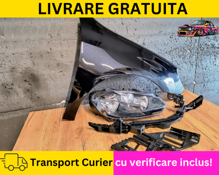 Aripa + Far + Suport dreapta fata Negru LC9X VW Golf 6 VI Hatchback 2008-2012 VOPSITA Tu alegi culoarea [1]