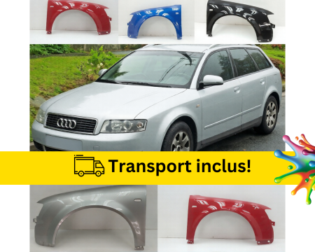 A4 B6 2000-2004 - Aripa fata Audi A4 B6 2000-2004 Negru Gri Albastru Alb Rosu Verde vopsita la culoarea masini 
